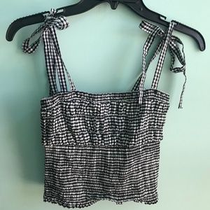 Forever 21 black/white smocked crop top